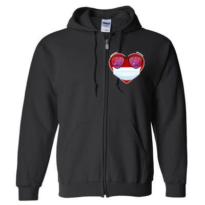 Valentines Day Quarantine Mask Heart Full Zip Hoodie