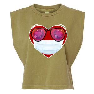 Valentines Day Quarantine Mask Heart Garment-Dyed Women's Muscle Tee