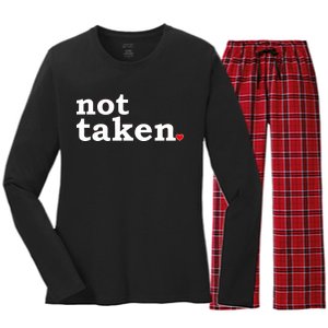 Valentine's Day Relationship Status Not Taken. Single Heart Women's Long Sleeve Flannel Pajama Set 