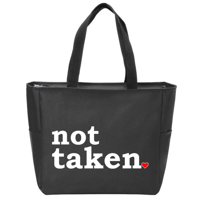 Valentine's Day Relationship Status Not Taken. Single Heart Zip Tote Bag