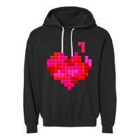 Valentine's Day Retro Video Game Heart Puzzle Garment-Dyed Fleece Hoodie
