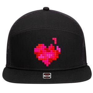 Valentine's Day Retro Video Game Heart Puzzle 7 Panel Mesh Trucker Snapback Hat