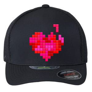 Valentine's Day Retro Video Game Heart Puzzle Flexfit Unipanel Trucker Cap