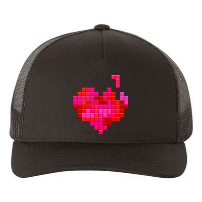 Valentine's Day Retro Video Game Heart Puzzle Yupoong Adult 5-Panel Trucker Hat