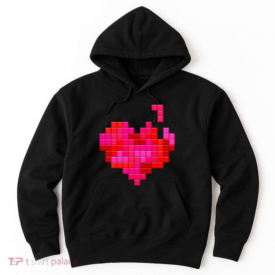 Valentine's Day Retro Video Game Heart Puzzle Hoodie