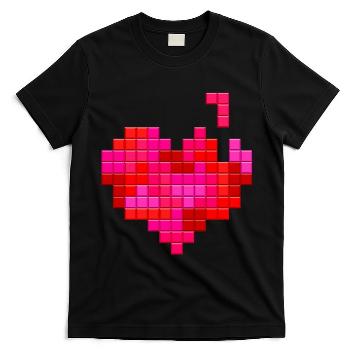 Valentine's Day Retro Video Game Heart Puzzle T-Shirt