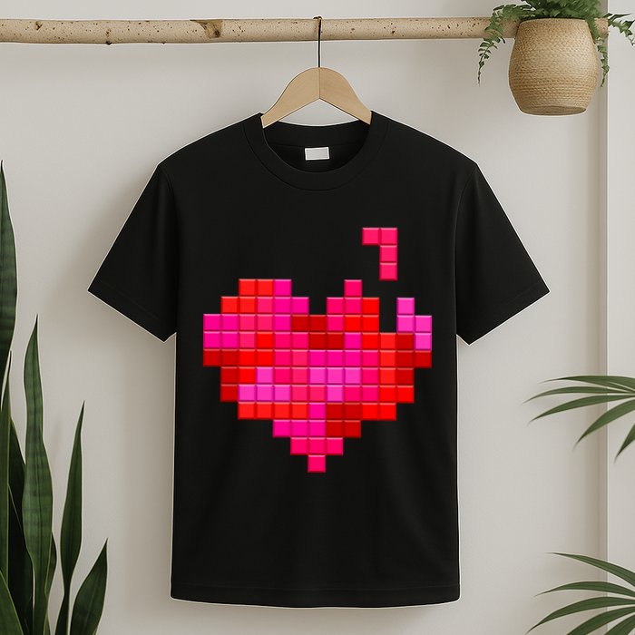 Valentine's Day Retro Video Game Heart Puzzle T-Shirt