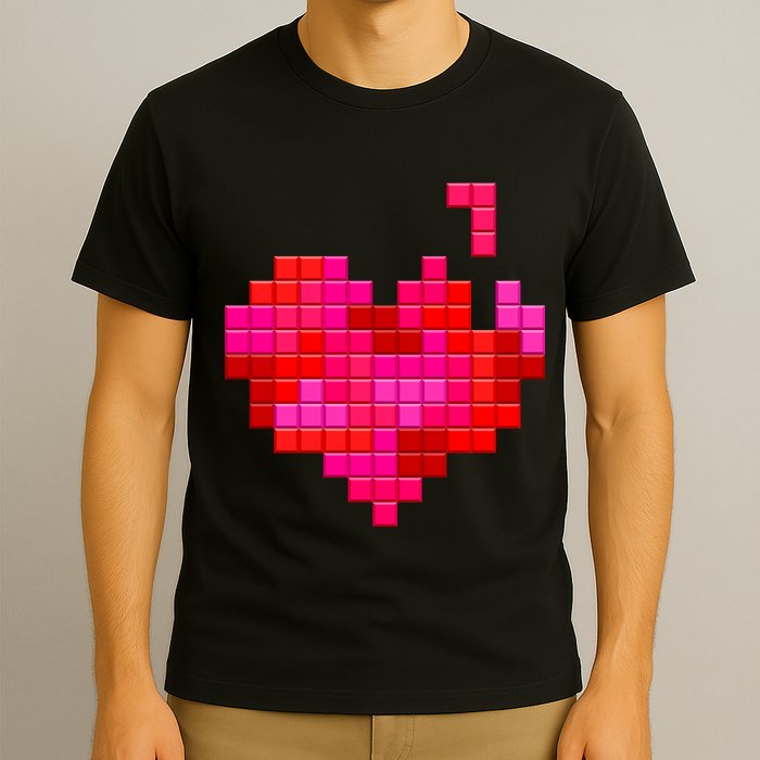 Valentine's Day Retro Video Game Heart Puzzle T-Shirt