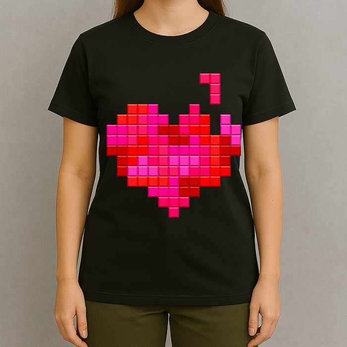 Valentine's Day Retro Video Game Heart Puzzle T-Shirt