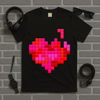 Valentine's Day Retro Video Game Heart Puzzle T-Shirt