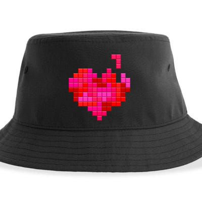 Valentine's Day Retro Video Game Heart Puzzle Sustainable Bucket Hat