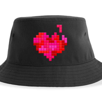 Valentine's Day Retro Video Game Heart Puzzle Sustainable Bucket Hat