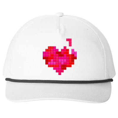 Valentine's Day Retro Video Game Heart Puzzle Snapback Five-Panel Rope Hat