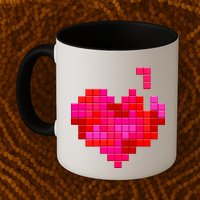 Valentine's Day Retro Video Game Heart Puzzle Mug