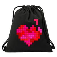 Valentine's Day Retro Video Game Heart Puzzle Drawstring Bag