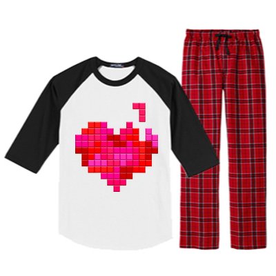 Valentine's Day Retro Video Game Heart Puzzle Raglan Sleeve Pajama Set