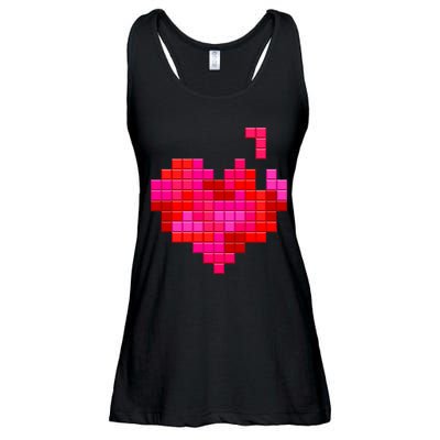 Valentine's Day Retro Video Game Heart Puzzle Ladies Essential Flowy Tank