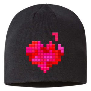 Valentine's Day Retro Video Game Heart Puzzle Sustainable Beanie