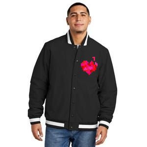 Valentine's Day Retro Video Game Heart Puzzle Insulated Varsity Jacket