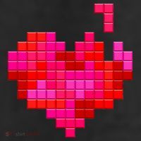 Valentine's Day Retro Video Game Heart Puzzle Crop Fleece Hoodie