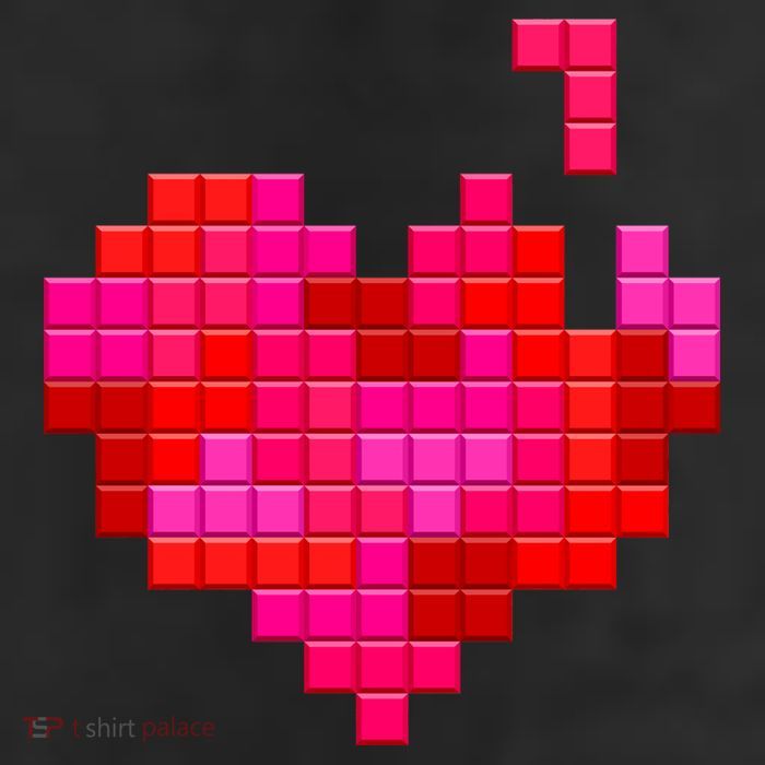 Valentine's Day Retro Video Game Heart Puzzle Crop Fleece Hoodie