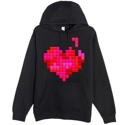 Valentine's Day Retro Video Game Heart Puzzle Premium Pullover Hoodie