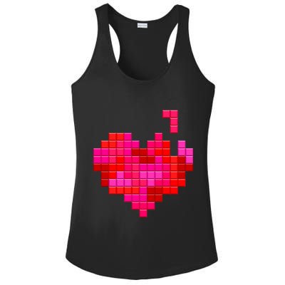 Valentine's Day Retro Video Game Heart Puzzle Ladies PosiCharge Competitor Racerback Tank