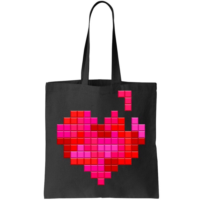 Valentine's Day Retro Video Game Heart Puzzle Tote Bag