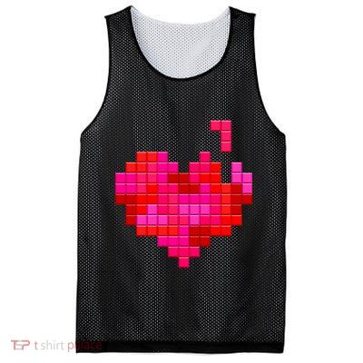 Valentine's Day Retro Video Game Heart Puzzle Mesh Reversible Basketball Jersey Tank
