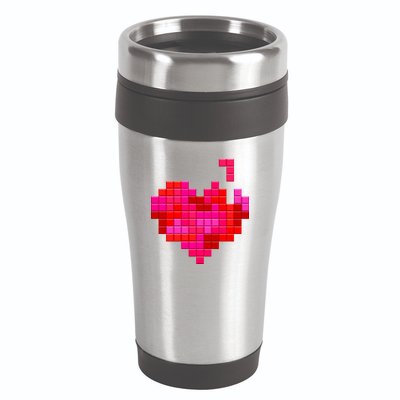 Valentine's Day Retro Video Game Heart Puzzle 16oz Travel Tumbler