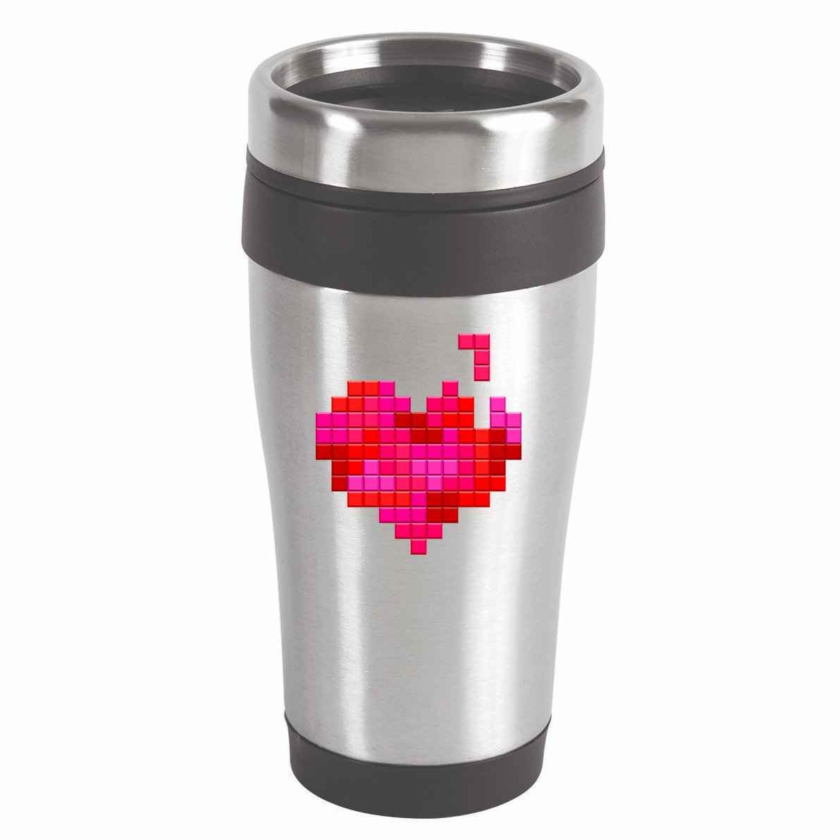 Valentine's Day Retro Video Game Heart Puzzle 16oz Travel Tumbler