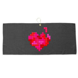 Valentine's Day Retro Video Game Heart Puzzle Large Microfiber Waffle Golf Towel