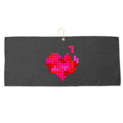 Valentine's Day Retro Video Game Heart Puzzle Large Microfiber Waffle Golf Towel