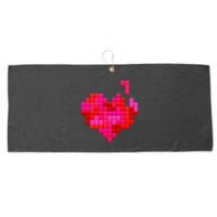 Valentine's Day Retro Video Game Heart Puzzle Large Microfiber Waffle Golf Towel