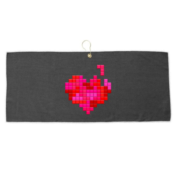 Valentine's Day Retro Video Game Heart Puzzle Large Microfiber Waffle Golf Towel