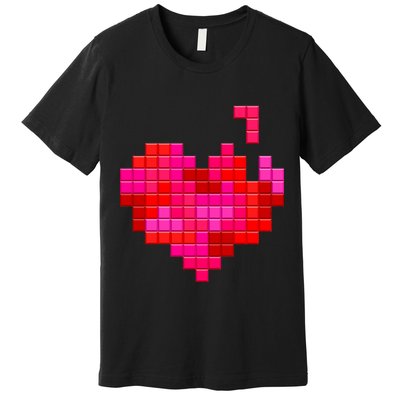 Valentine's Day Retro Video Game Heart Puzzle Premium T-Shirt