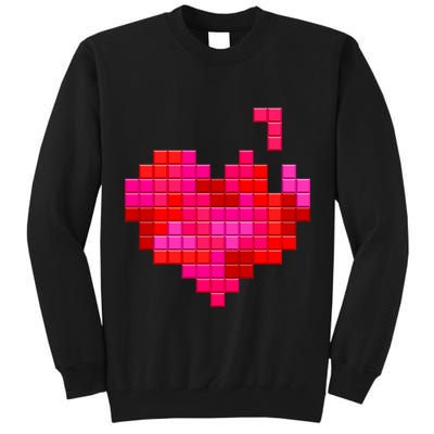 Valentine's Day Retro Video Game Heart Puzzle Tall Sweatshirt
