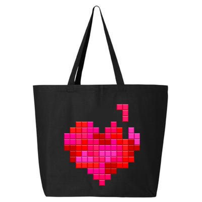 Valentine's Day Retro Video Game Heart Puzzle 25L Jumbo Tote