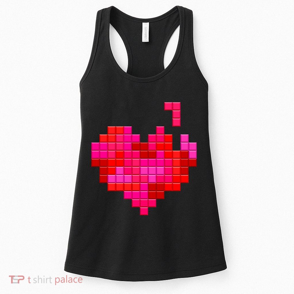Valentine's Day Retro Video Game Heart Puzzle Womens Tank Top