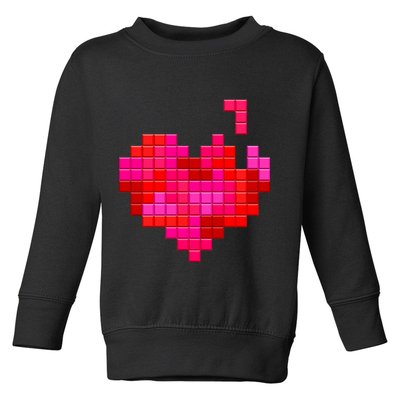 Valentine's Day Retro Video Game Heart Puzzle Toddler Sweatshirt