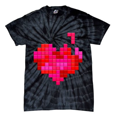 Valentine's Day Retro Video Game Heart Puzzle Tie-Dye T-Shirt