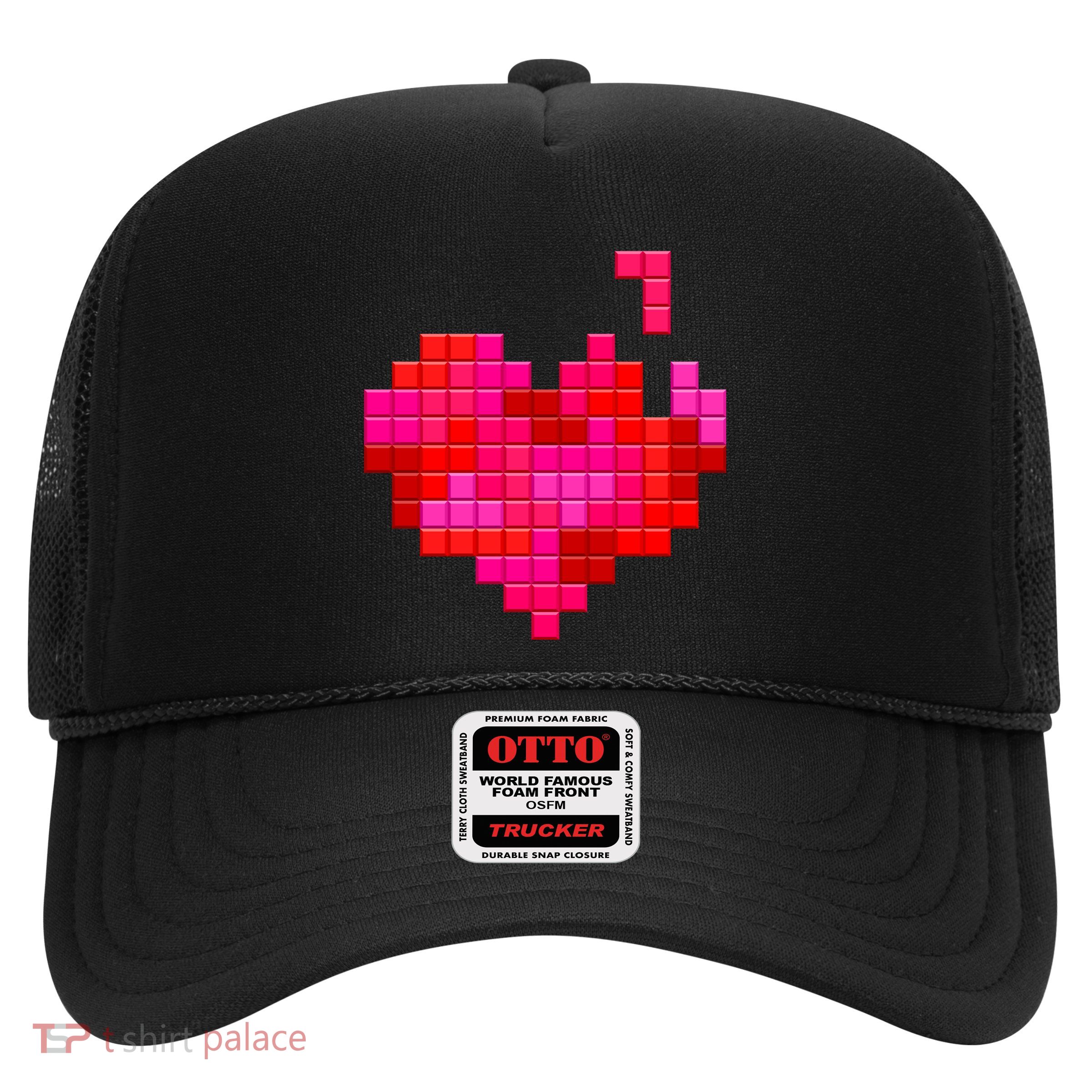 Valentine's Day Retro Video Game Heart Puzzle Trucker Hat