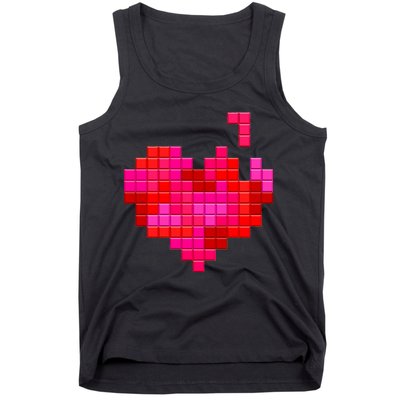 Valentine's Day Retro Video Game Heart Puzzle Tank Top