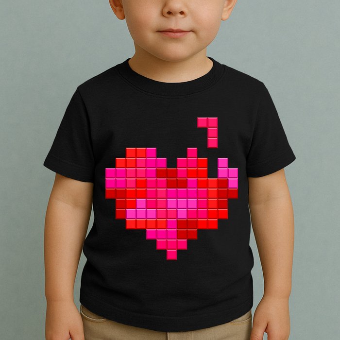 Valentine's Day Retro Video Game Heart Puzzle Toddler T-Shirt