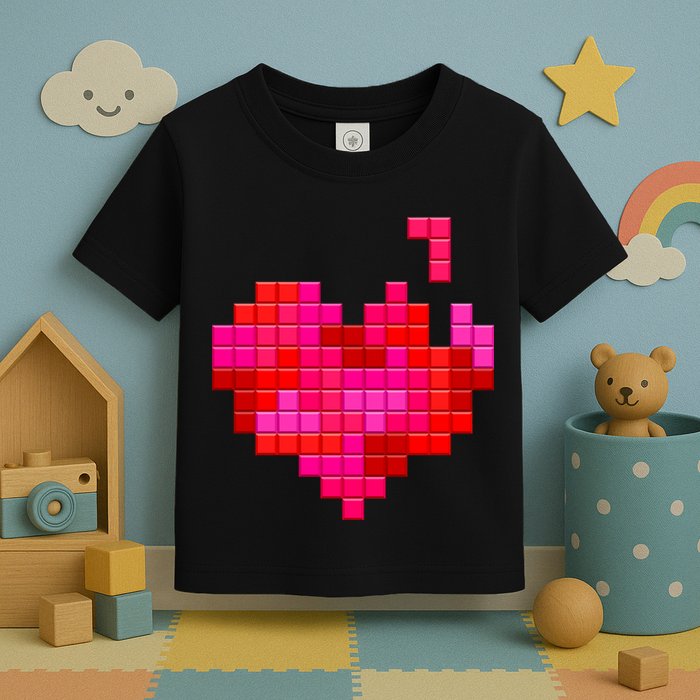 Valentine's Day Retro Video Game Heart Puzzle Toddler T-Shirt