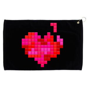 Valentine's Day Retro Video Game Heart Puzzle Grommeted Golf Towel