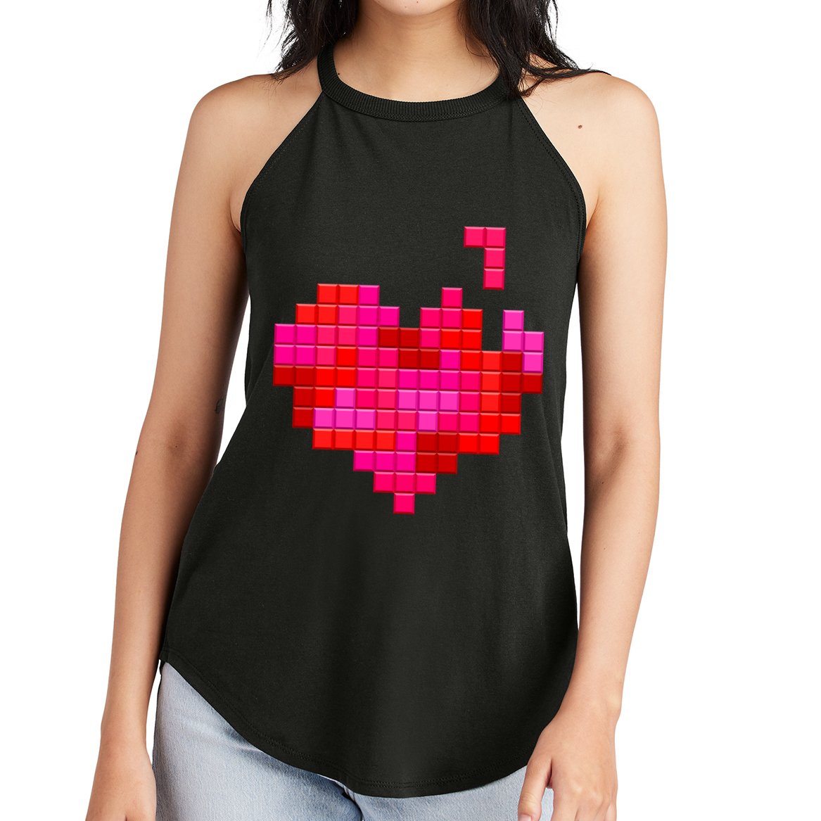 Valentine's Day Retro Video Game Heart Puzzle Women's Perfect Tri Rocker Tank