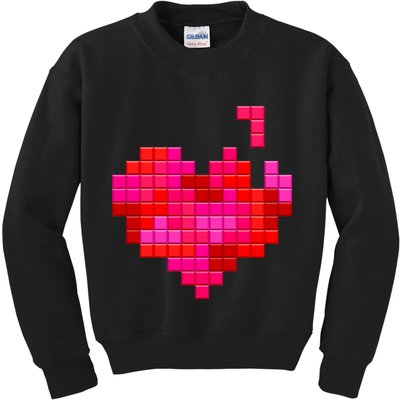 Valentine's Day Retro Video Game Heart Puzzle Kids Sweatshirt