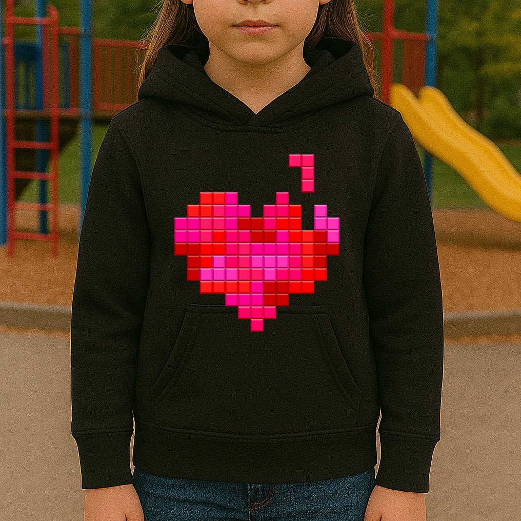 Valentine's Day Retro Video Game Heart Puzzle Kids Hoodie