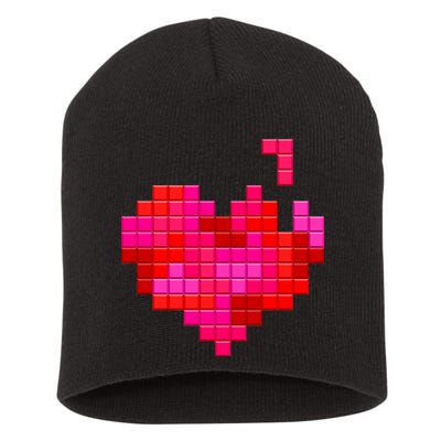 Valentine's Day Retro Video Game Heart Puzzle Short Acrylic Beanie